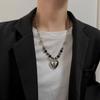 Fashion Sweet Cool Heart Pendant Necklace Choker Neck Chain Elegant Clavicle Chain Handmade Beaded Necklace Y2K Jewelry