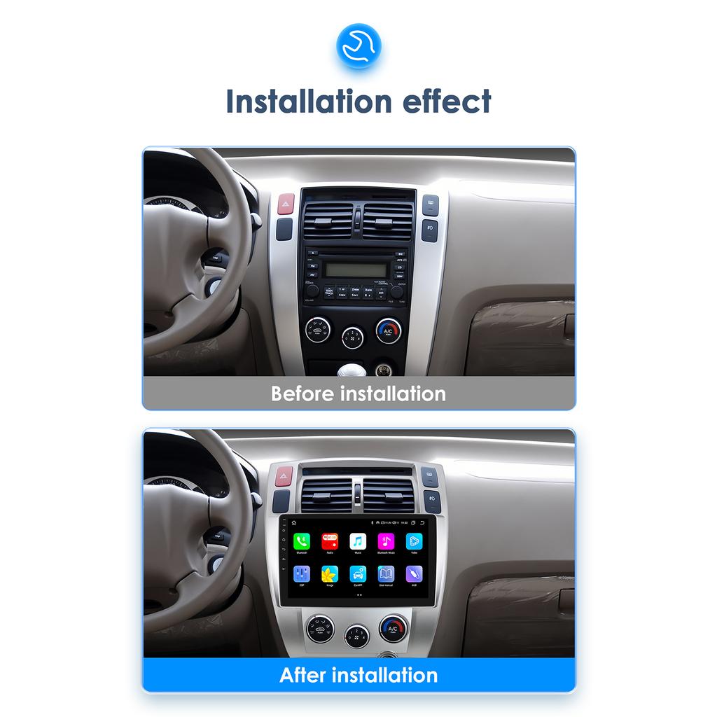 Hizpo 8Core AI Intelligent Screen Android Autorádio pro Hyundai Tucson 2004-2009 Autorádio Multimediální Video Přehrávač Hlavní jednotka GPS Nav Carplay 4G RDS FM