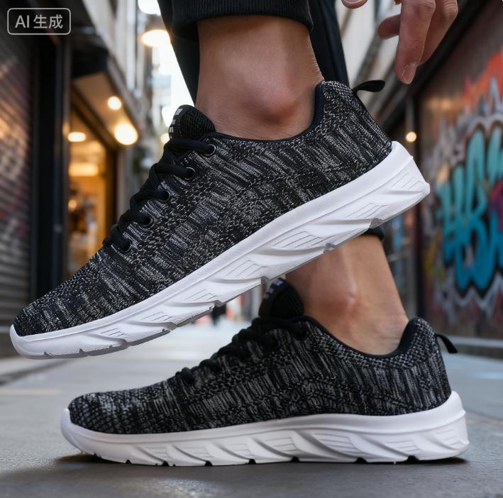 Knit Running Sneakers Man Comfortable Trend Causal Versatile Shoe Breathable Lightweight Non-slip Soft Sole Walking sports shoes