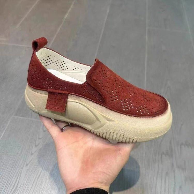 Women's New Summer One Foot Lazy Shoes Thick Soled White Shoes Hollowed Out Loafers Round Toe Soft Sole Casual Versatile