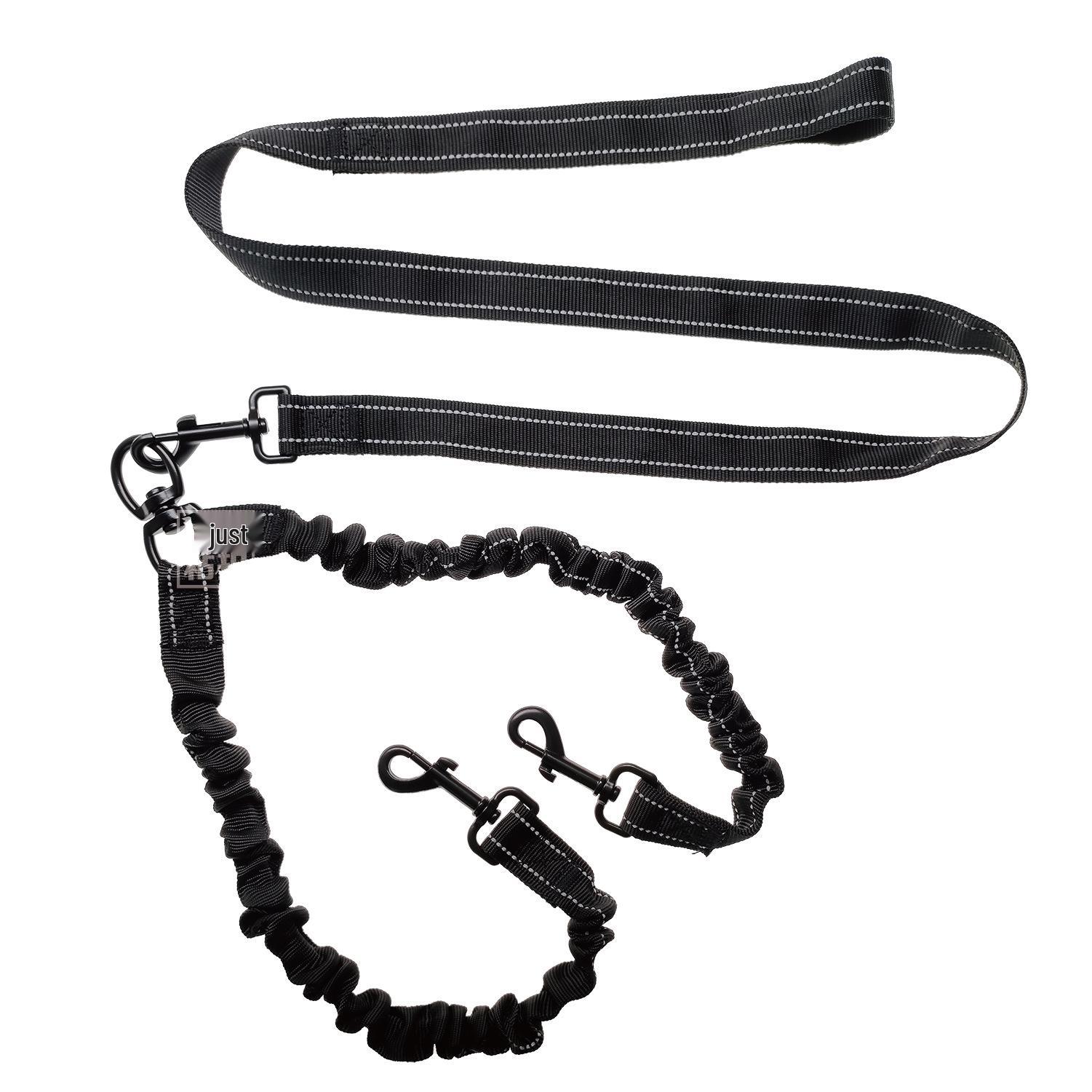 Dual-Head Reflective Elastic Dog Leash чёрный