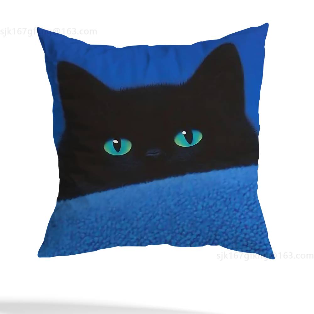 Star Heart MoonLight Cat Pillow Case Anti-dustmite Pillowcase Invisible Zipper Silky Short Plush Sofa Cushion Cover