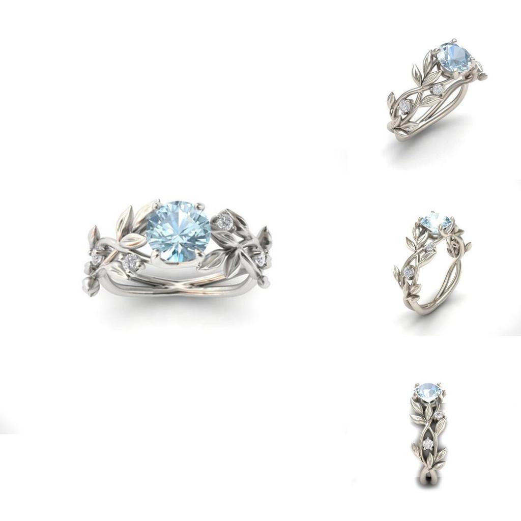 Exquisite Women's Floral Lucky Flower Vine Leaf Ring For Bridal Engagement Wedding