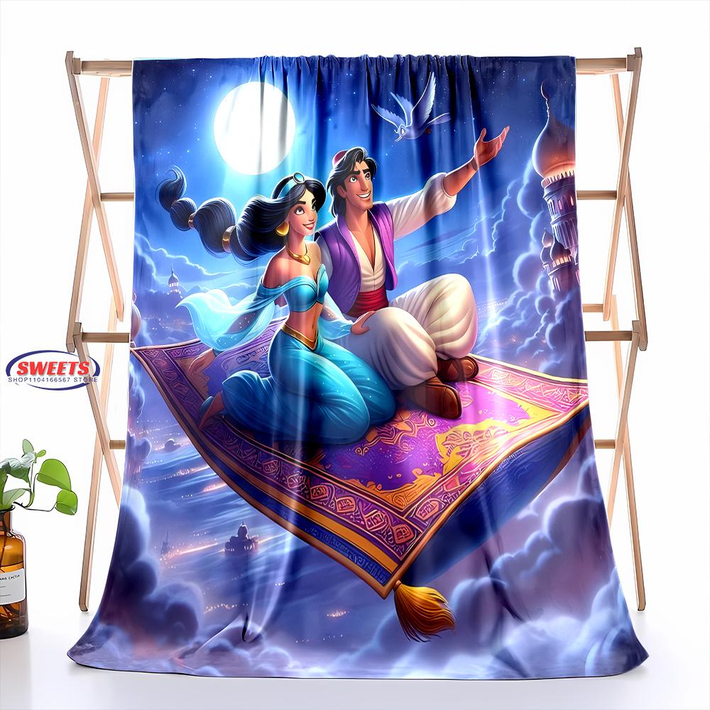 6 Sizes Princess Aladdin Blanket, Sofa Bed Cover Four Seasons Soft Fluffy Quilt Blanket, Indoor Outdoor Leisure Nap Blanket Gift