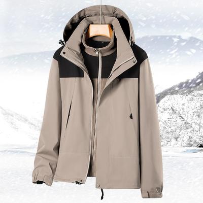 Autumn and Winter New Jacket Three-in-one Outdoor Couple Jacket Removable Cap Waterproof Windproof Jacket