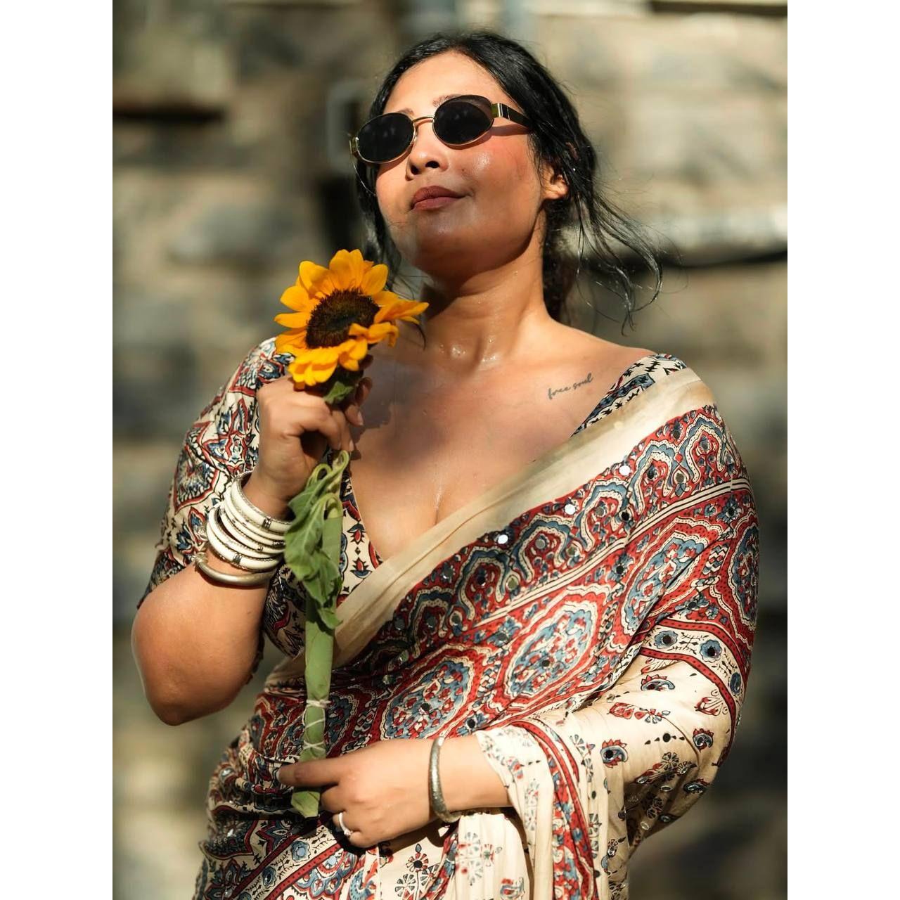 New Trending Ajrakh Print Saree Collection