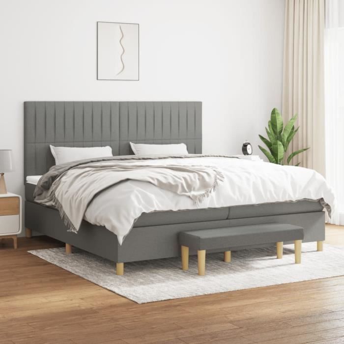 3137342 vidaXL Divan Bed with Mattress Dark Grey 200x200cm Fabric