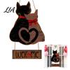 Romantic Holiday Porch Sign Wooden Hanging Welcome for Front Door, Cat Couple Lover Gift Home Pendant, Rustic Farmhouse Wall Decor Outdoor
