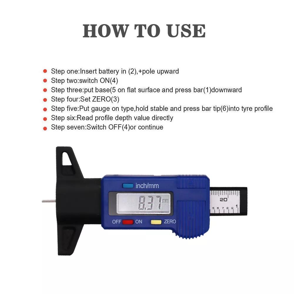 Digital Car Tyre Tire Tread Depth Gauge Meter Auto Tire Wear Detection Measuring Tool Caliper Thickness Gauges Monitoring System