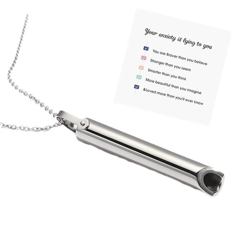 

Stainless Steel Anxiety Relief Yoga Meditation Whistle Pendant Necklace