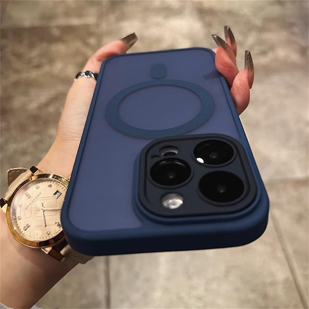 For iPhone 14 15 16 Pro Max 15 16 Plus 11 12 13 mini Magnetic Wireless Charging Cover Luxury Matte Armor Magsafe Shockproof Case
