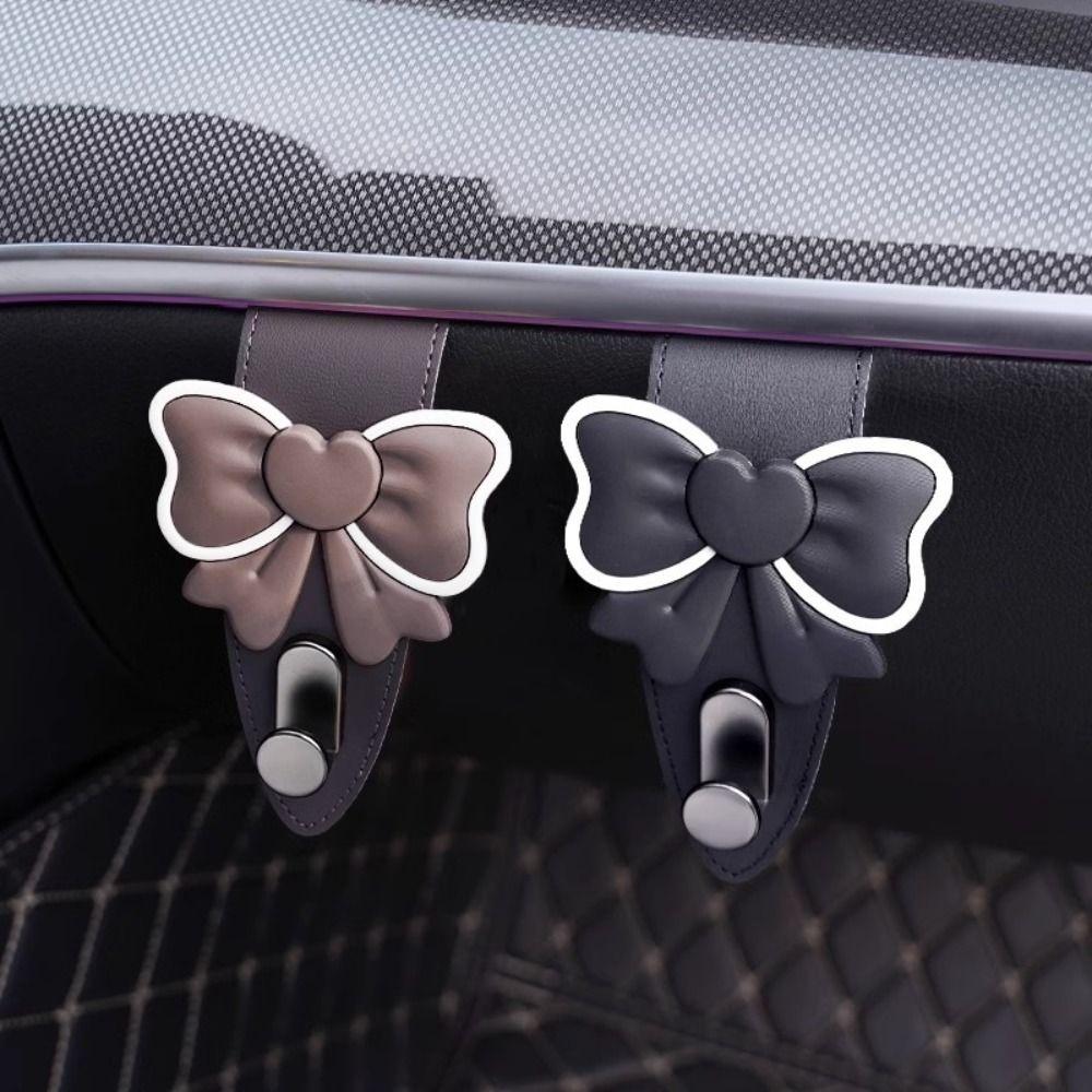 Bowknot Car Storage Hook Concealable Car Seat Handbag Clips Durable Car Adhesive Hook  Takeaway