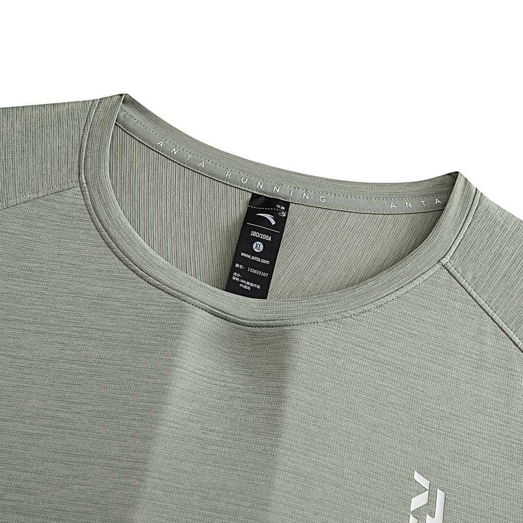 Anta Running Series Comfortable Mens Knitted Short Sleeve T-Shirt Men Tops 152635107-4