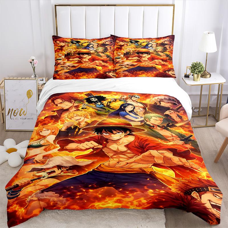 One Piece Adventure Print 3Pcs Bedding Setduvet Cover With 2 Bedropillowcase Home Birthday Gift