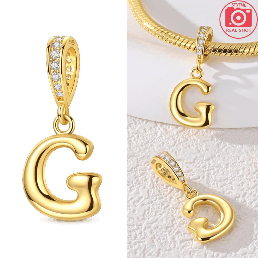 Original Necklace Copper White Zircon Pendant English Letters Women'S Beads Fit Bracelet Anniversary Gift Accessory Diy