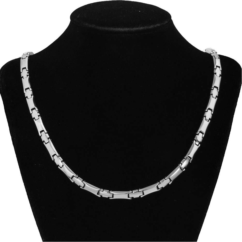 [Hachi] 99.99% Purity 21 Pieces Germanium Necklace Pure Titanium Men's Women's Necklace Static Elimination Silver Fashion Jewelry (47.0)