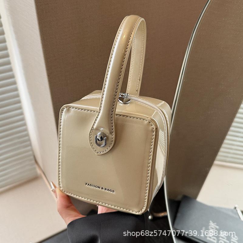 Niche texture portable box bag women's 2025 new fashion small square bag solid color messenger high-end handbag