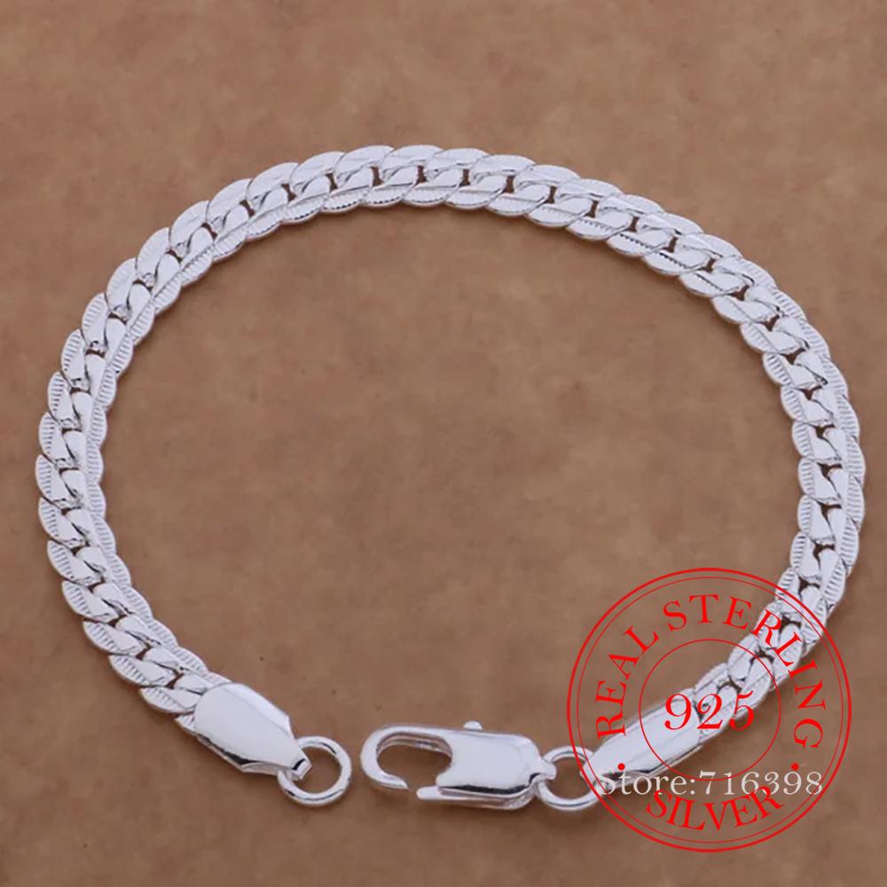 925 Sterling Silver Bracelet 5MM 18CM/20CM Braided Pattern For Women Men Fashion Chain Wedding Party Engagement Jewelry Gift