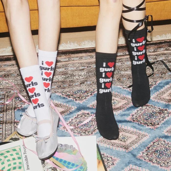 NEW GURLS KNEE SOCKS BLACK