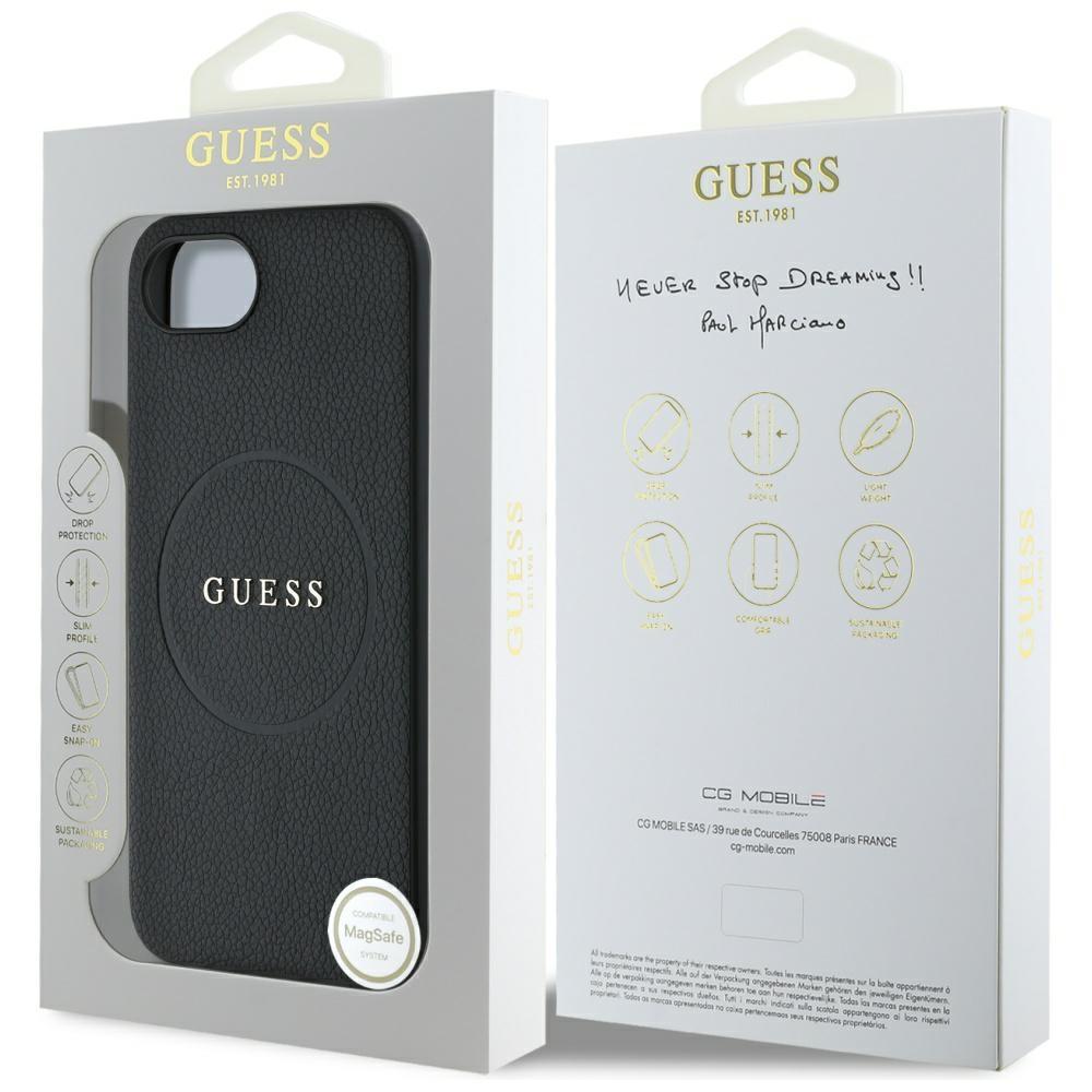 Guess Grained Ring MagSafe case for iPhone 16e / 17e black