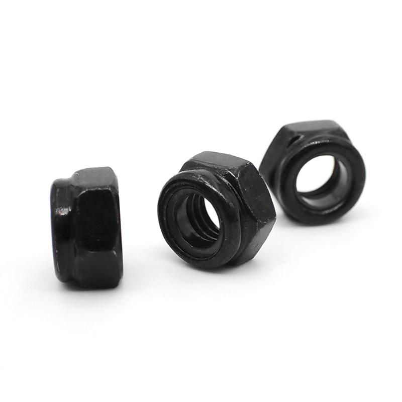 Hex Lock Nuts: M10 X 1.5mm Carbon Steel Nylon Insert Self-Locking - Secure Fastener Retention 15pcs Black for Mechanical Assembly