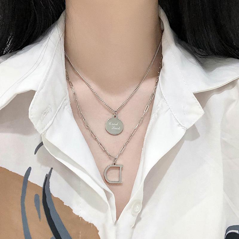 Women's Light Luxury Washable Titanium Steel Hip Hop Clavicle Necklace - Trendy Cold Style Sweater Chain Accessories