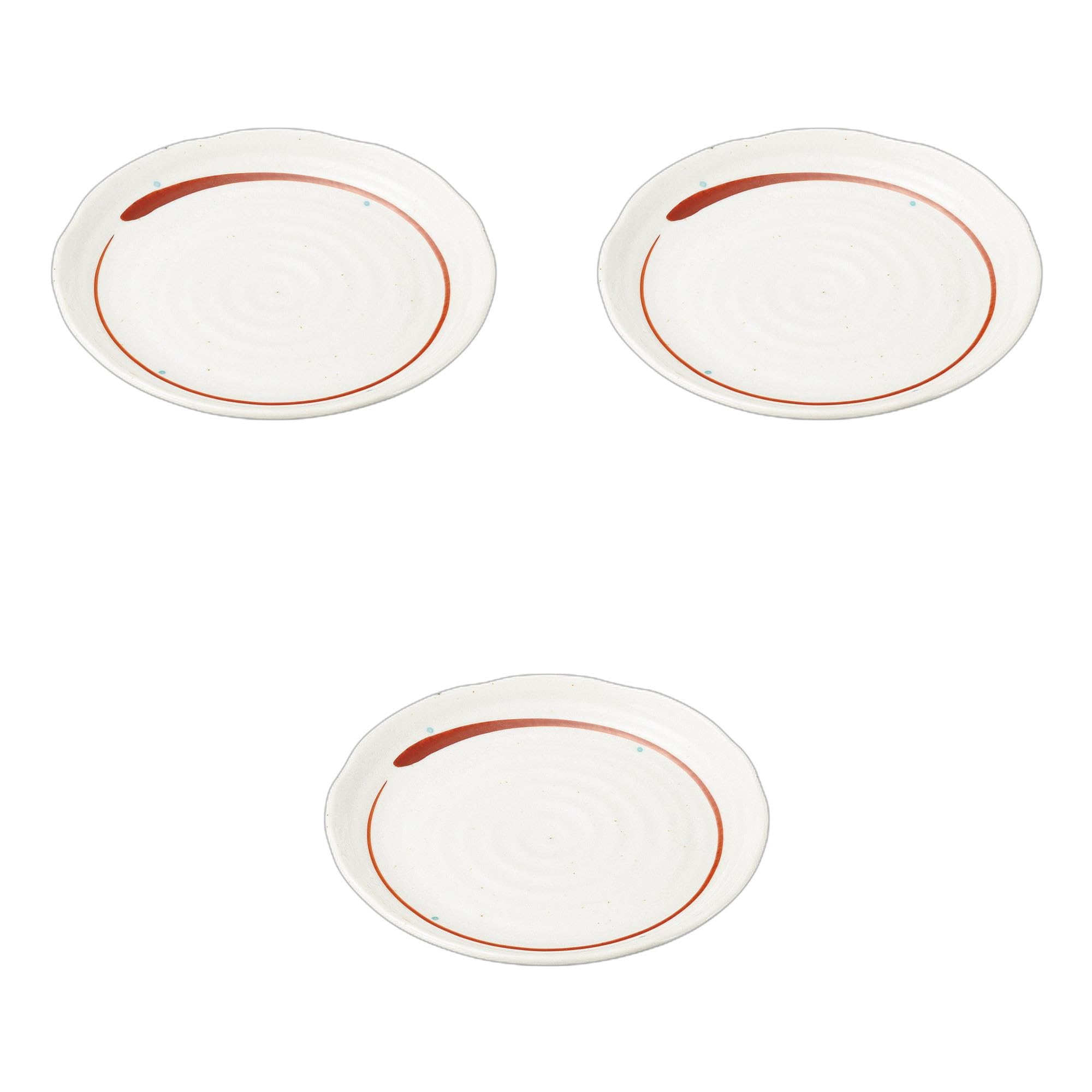 

Set of 3 Red Brush Braille Plates x Large Ceramic Plates by Setomonohonpo Jomon-style 8.0 [24 2.8cm]