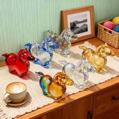 Nep Kristal Paard Figuur Handgesneden Miniatuur Pony Beeld Helende Steen Dier Verzamelobject Sculptuur Fengshui Decoratie Ornament