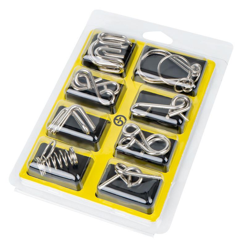 Classic Metal Brain Teaser Puzzle Set Toy With 8 Rings For Kids Adults Gift
