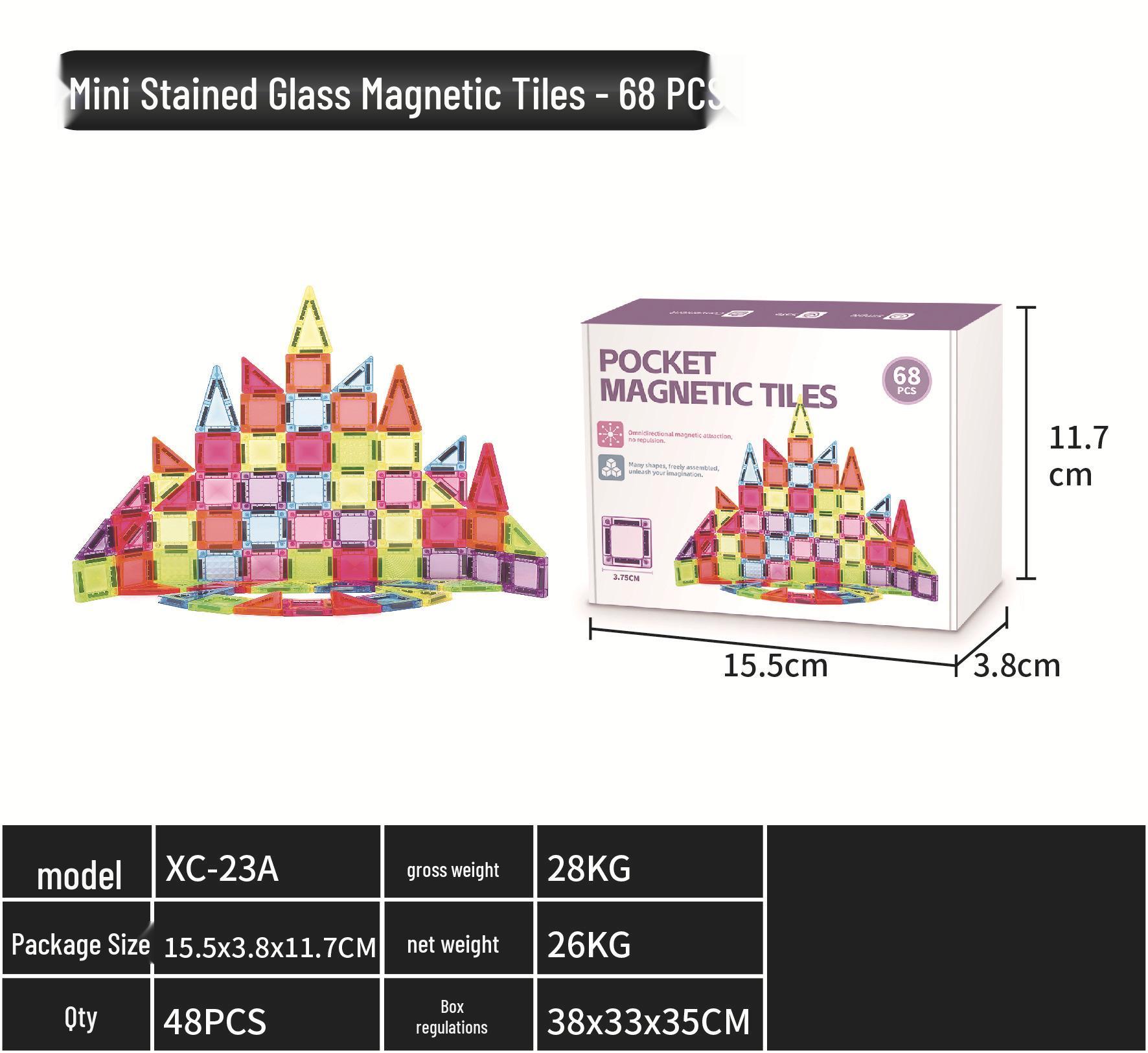Colorful Stained Glass Magnetic Tiles for Kids - Building Stickers & Early Education Toy Set