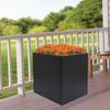 Bymaocar Black Square Garden Metal Planting Box, Indoor Large-sized Flower Pot, 26inch Planting Container with Protective Gloves