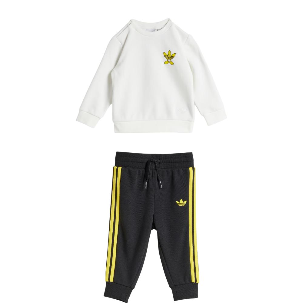 

Adidas Originals Casual Sports Set Crew Set Brand Logo Letter Stripe Comfortable Versatile Long Sleeve Baby Sets White Black JD0475 104