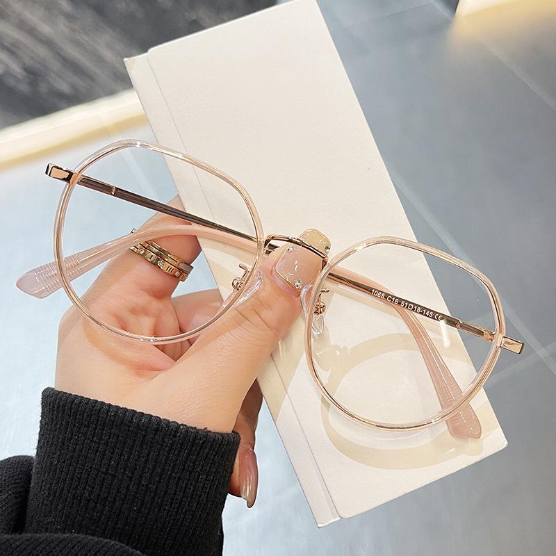 

Retro Plain Makeup Versatile Myopia Glasses Frame Female Professional Can Match The Degree Square Round Face Thin Flat Light Male 1068