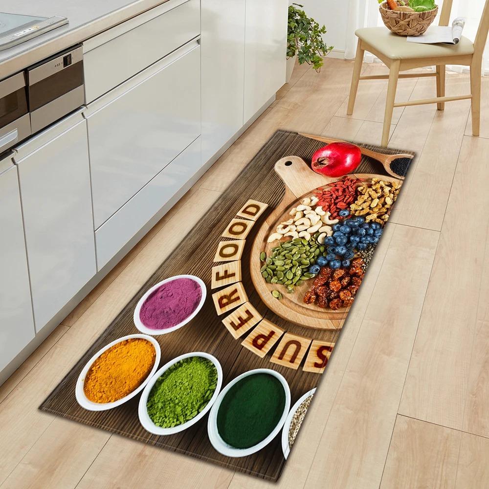 Ingredients and Spices Pattern Home Kitchen Floor Mats Door Front Decoration Floor Mats