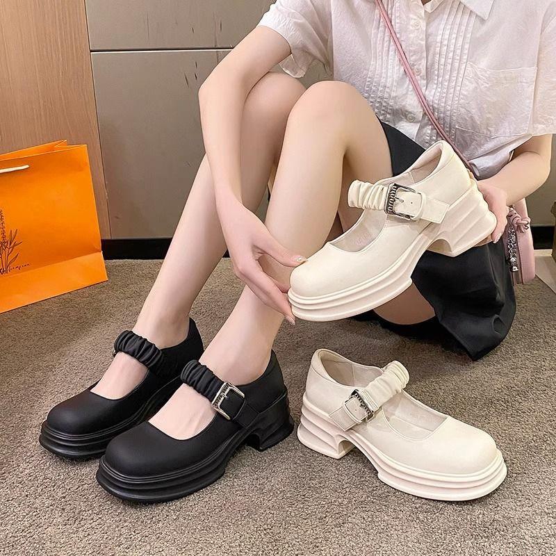 Internet celebrity versatile Japanese college style platform small leather shoes women 2025 new summer retro French Mary Jane shoes