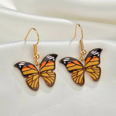 New Colorful Butterfly Stud Earrings, Dripping Alloy Temperament Elegant Butterfly Women's Earrings Earrings
