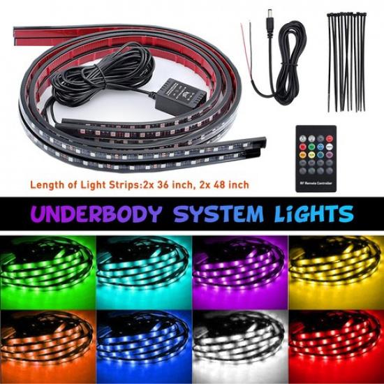 RGB LED Strip Car Under Tube Underglow Underbody System Neon Light Kit Front