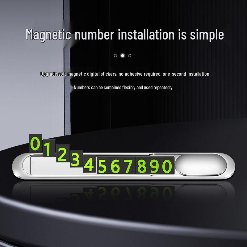 Luminous Zinc Alloy Car Phone Number Plate – Creative Metal Temporary Parking Sign Ornament