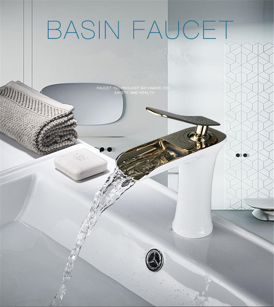 Antique Bathroom Faucet Gold Basin Faucets Brass Hot & Cold Bathroom Sink Faucet Deck Mounted Lavotory Faucet Mixer Water Tap