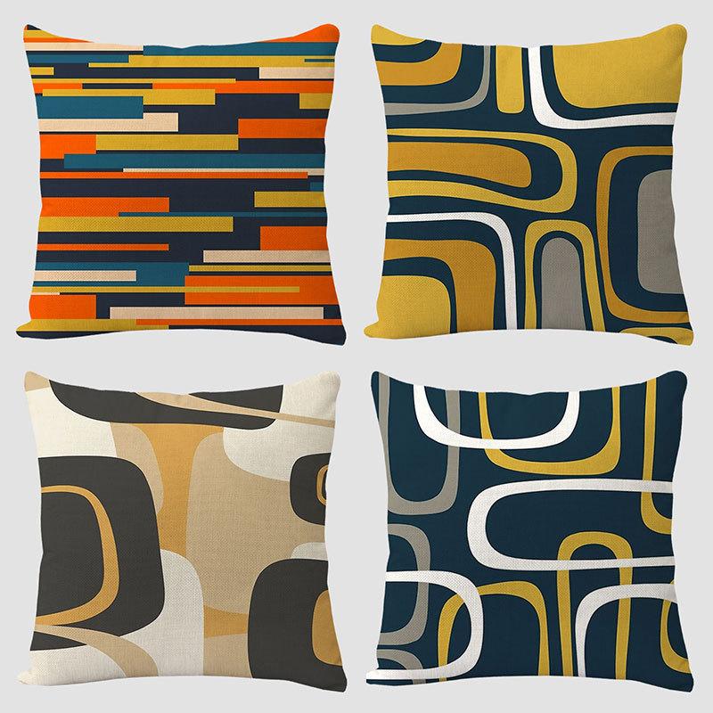 Geometric Linen Pillow Cover For Living Room Sofa Decor With Vintage Design