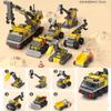 6 IN 1 fai da te City Construction Team Camion Gru Carrello elevatore Piccole dimensioni Blocchi da costruzione Kit Figure Mattoni Giocattoli educativi per bambini 6+