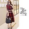 Yejocely Check Long Size L Women's Loose-Fit Dress, Cute, Long, Slit, Sexy, Flattering, Sleeves, Simple, Stylish, Autumn/Winter, Red,