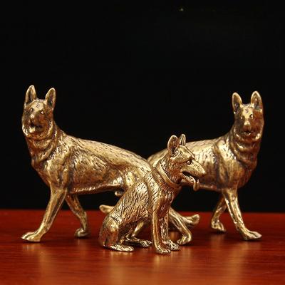 Mini Statua di Cucciolo in Ottone Cane Carino Scultura Metallica Cane Lupo Barboncino Segugio Statuetta Animale Decorazione per la Casa Ornamenti per Scrivania e Mobiletti