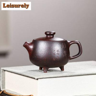 210ml Autentická Yixing Fialová Hlinená Kanvička Surová Ruda Drevom Pálená Porcelánová Hlinená Kanvička Trojnohá Kanvica Jiuding Filter Lúhovač Vlastné
