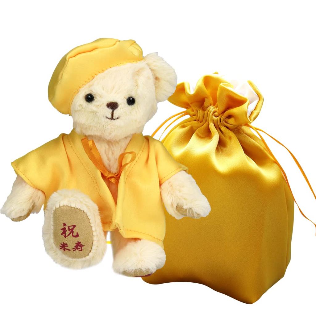 [Petilou] Slavnostní plyšový medvídek v žlutém Chanchanku (taška na šňůrku) pro Yoneju, normální