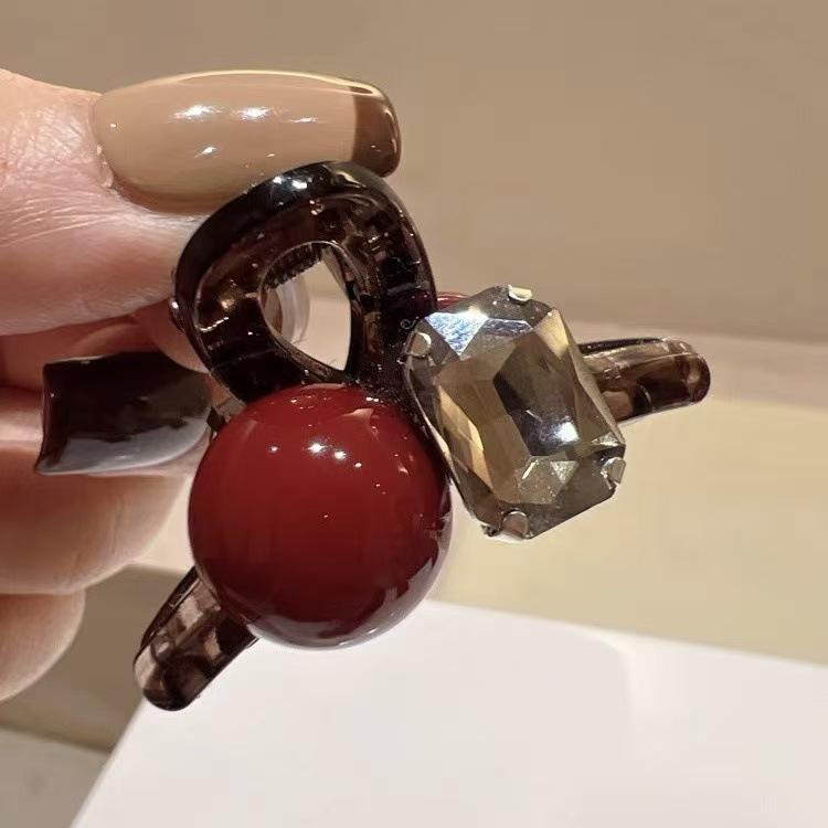 Červený kamínek perla malá sponka do vlasů ženy dívky sladká mini skřipka akrylová geometrická černá sponka do vlasů sponka do vlasů vlasové doplňky