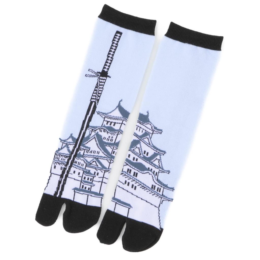 Noren Tabi Socks for Men and Women and Castle Tabi Socks for One Size Fits Made In Japan with Nara Crew Japanese Pattern (Japanorama/Sword Black)