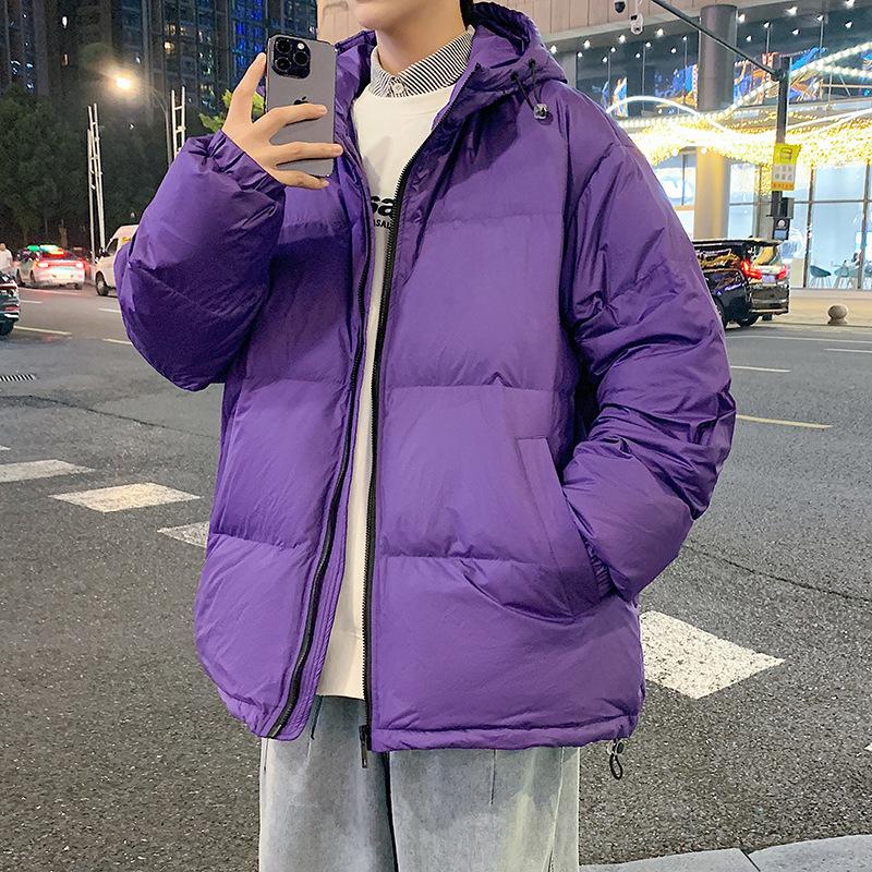 White duck down jacket men's new winter thickened hooded Hong Kong style ruffian handsome versatile loose down jacket