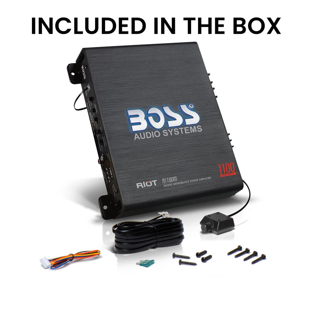 BOSS Audio Systems R1100M Riot Series Car Audio Subwoofer Amplifier 1100W Monoblock Class Stereo Amplifier with Stable Ohm Level MOSFET Power x x x x