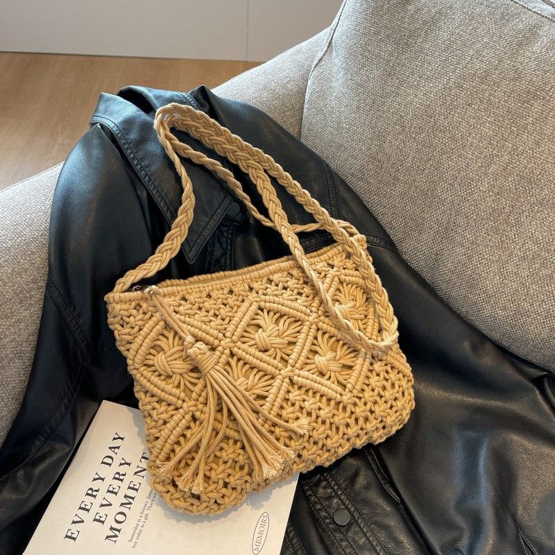 Women's Woven Grass Bag Fashionable Ethnic Style Single Shoulder Crossbody Bag
